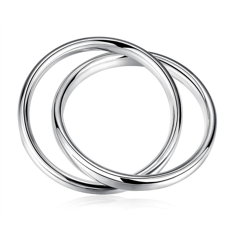 Fashion Trendsman's Two Ring Bracelets Silver Jewelry