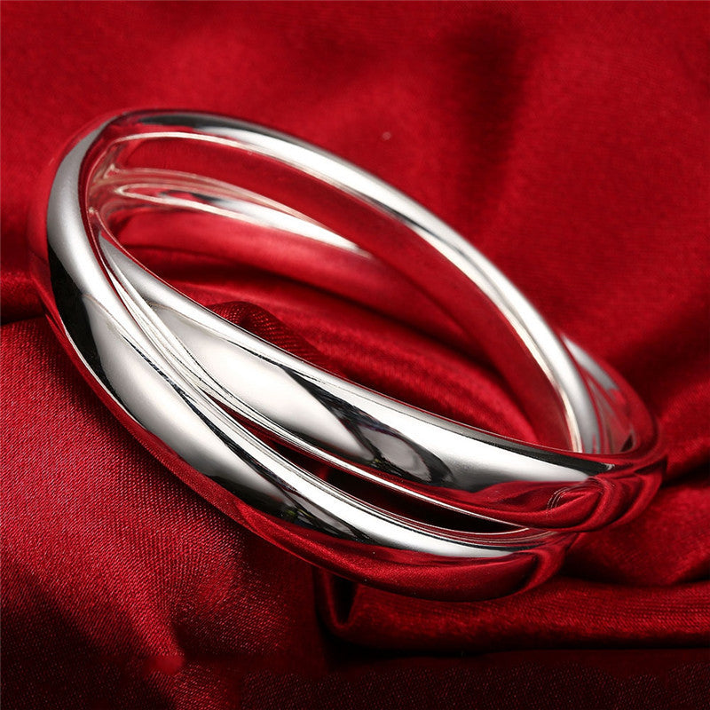 Fashion Trendsman's Two Ring Bracelets Silver Jewelry