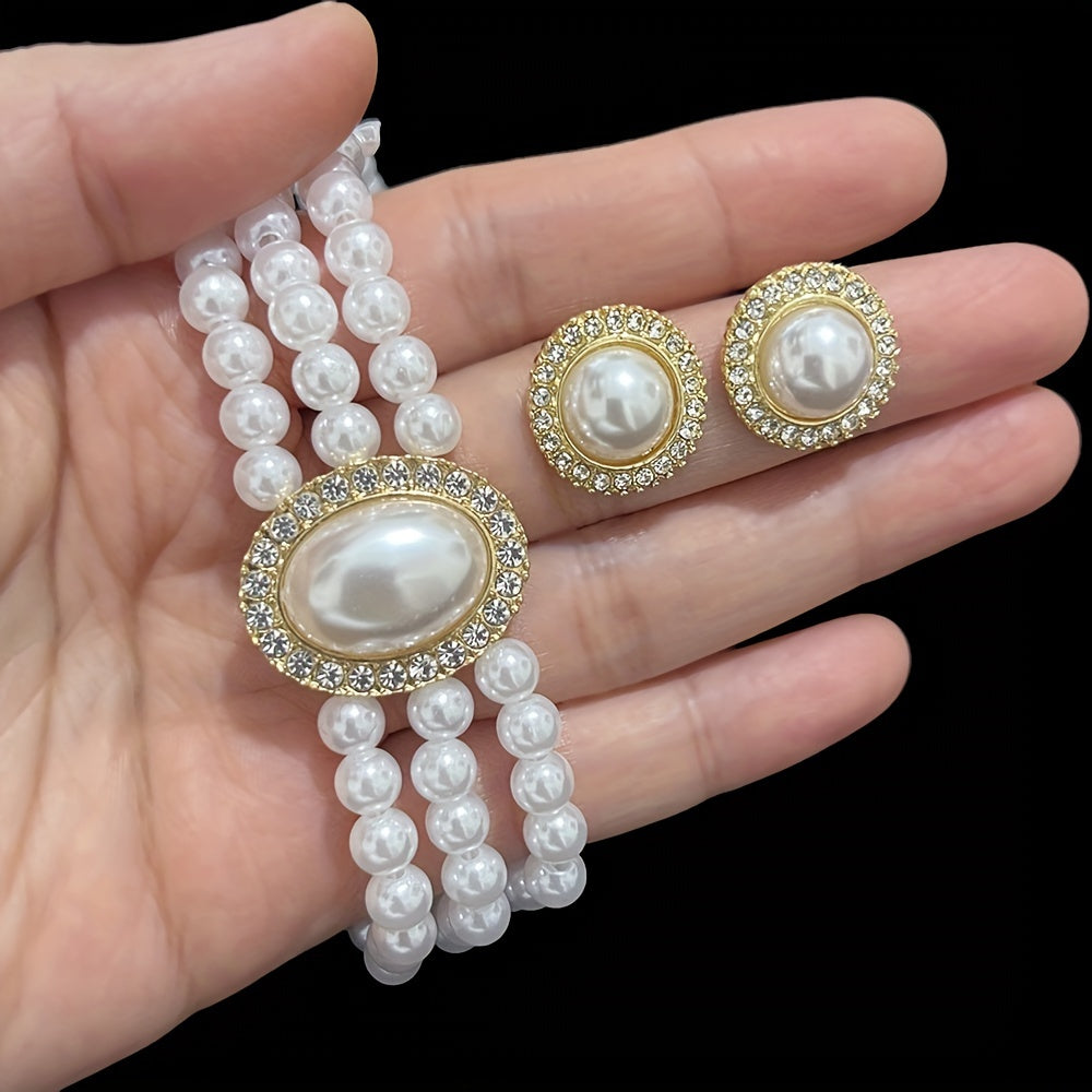 Light Luxury Simple Vintage Oval Super Flash Artificial Pearl Necklace