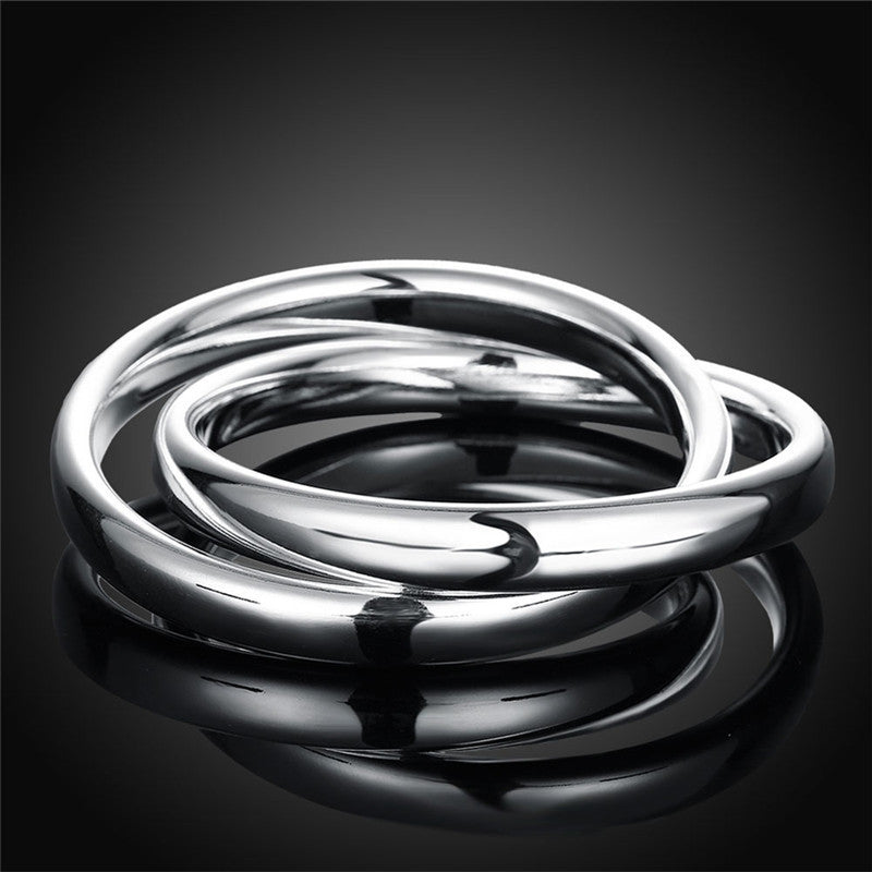 Fashion Trendsman's Two Ring Bracelets Silver Jewelry