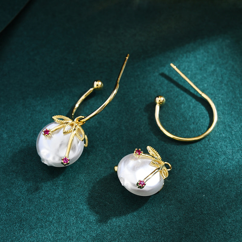 925 Silver Needle Pearl Beiguo Earrings Niche Design