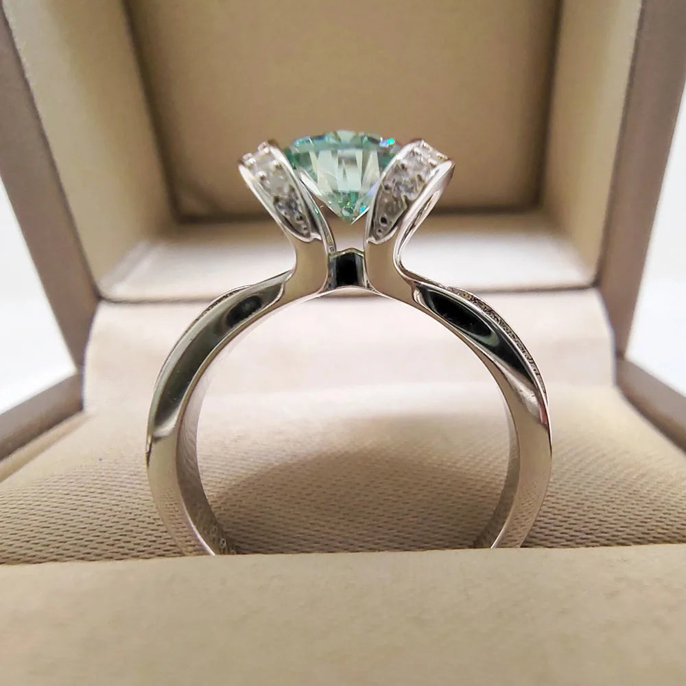 Carat Green Moissanite Ring 100% - S925 Silver Jewelry