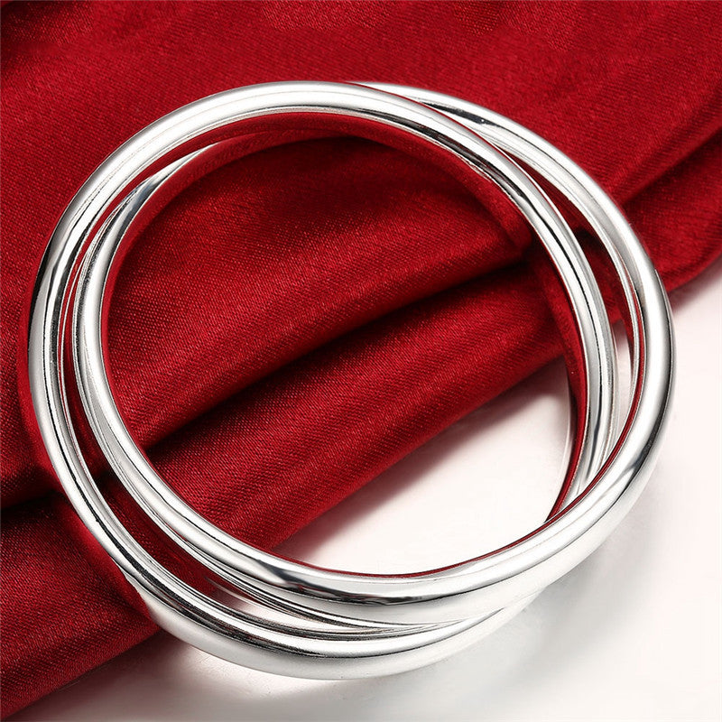 Fashion Trendsman's Two Ring Bracelets Silver Jewelry