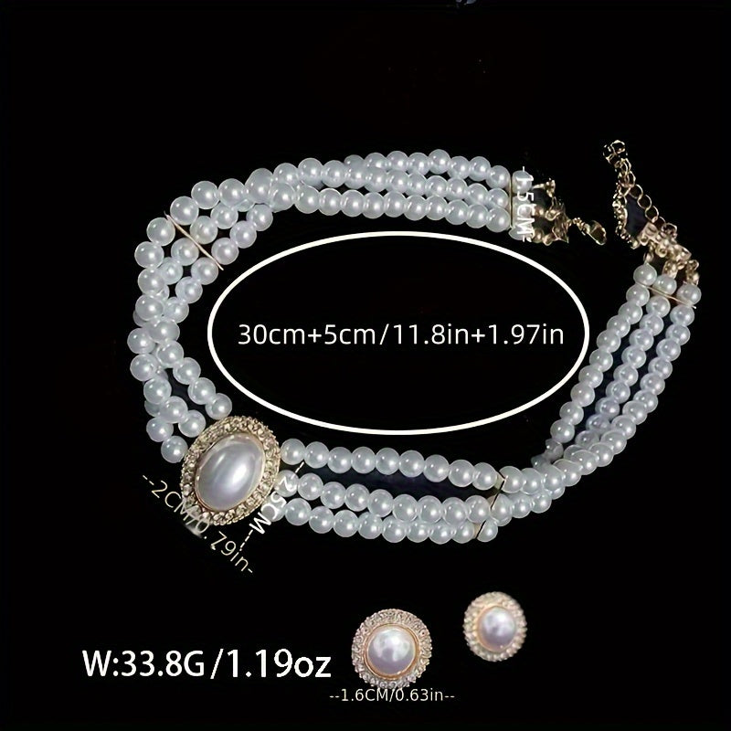 Light Luxury Simple Vintage Oval Super Flash Artificial Pearl Necklace