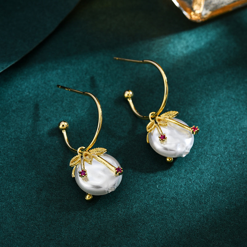 925 Silver Needle Pearl Beiguo Earrings Niche Design